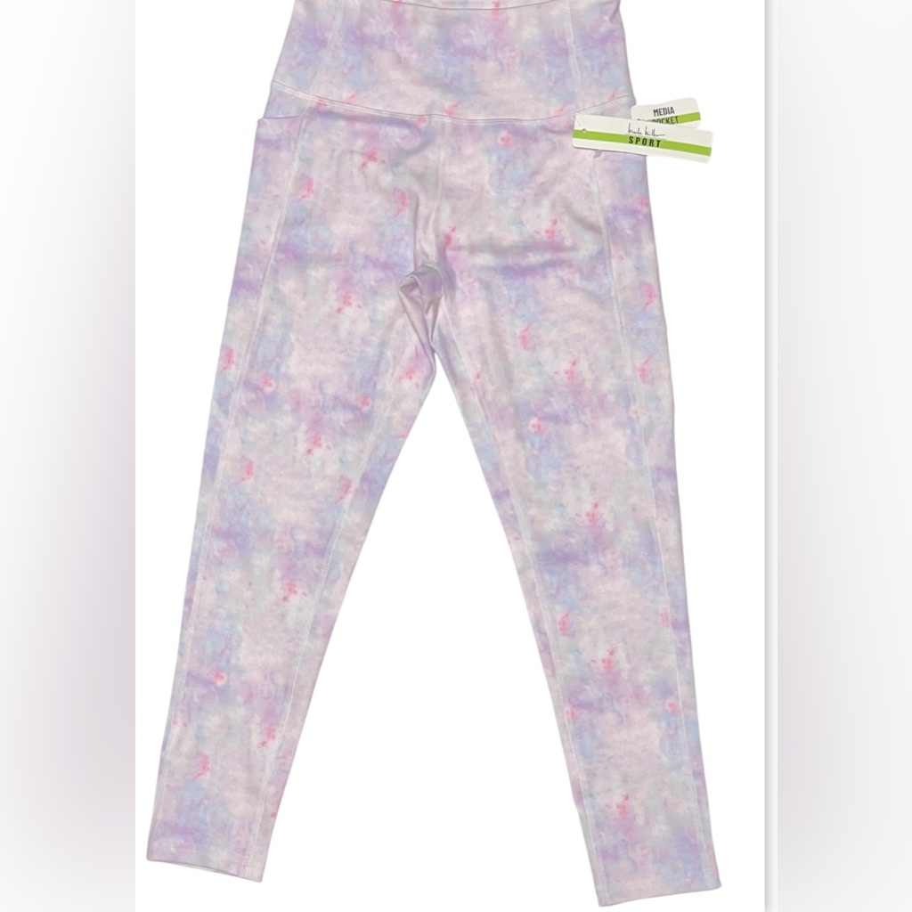 Nicole Miller Sport Women Length Leggings With Pockets-Workout Colors Pink Xl